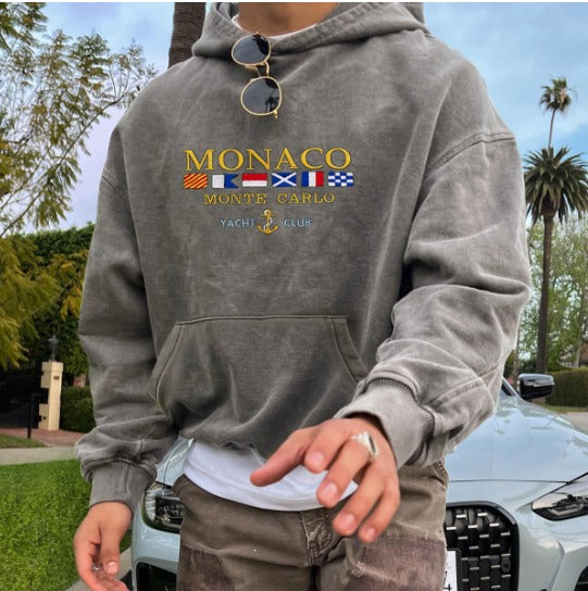 Zevar | Heren-hoodie met Monaco Yacht Club-logo – Old Money-stijl