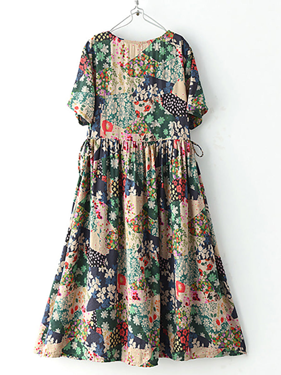 Orlielle | Zomerjurk met bloemenprint voor dames in grote maten – korte mouwen, losse pasvorm