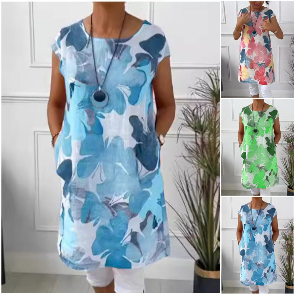 Arloria | Bloemen Mini Jurk voor Dames – Casual Zomerjurk met Korte Mouwen