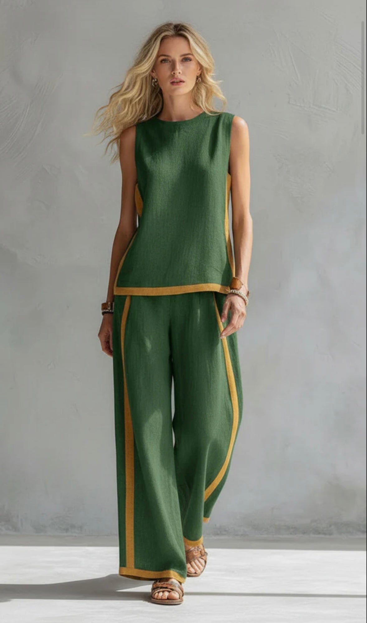 Lureyne | Dames 2-delige Set – Elegante Mouwloze Top & Wijde Pijpen Broek, Co-ord Zomeroutfit
