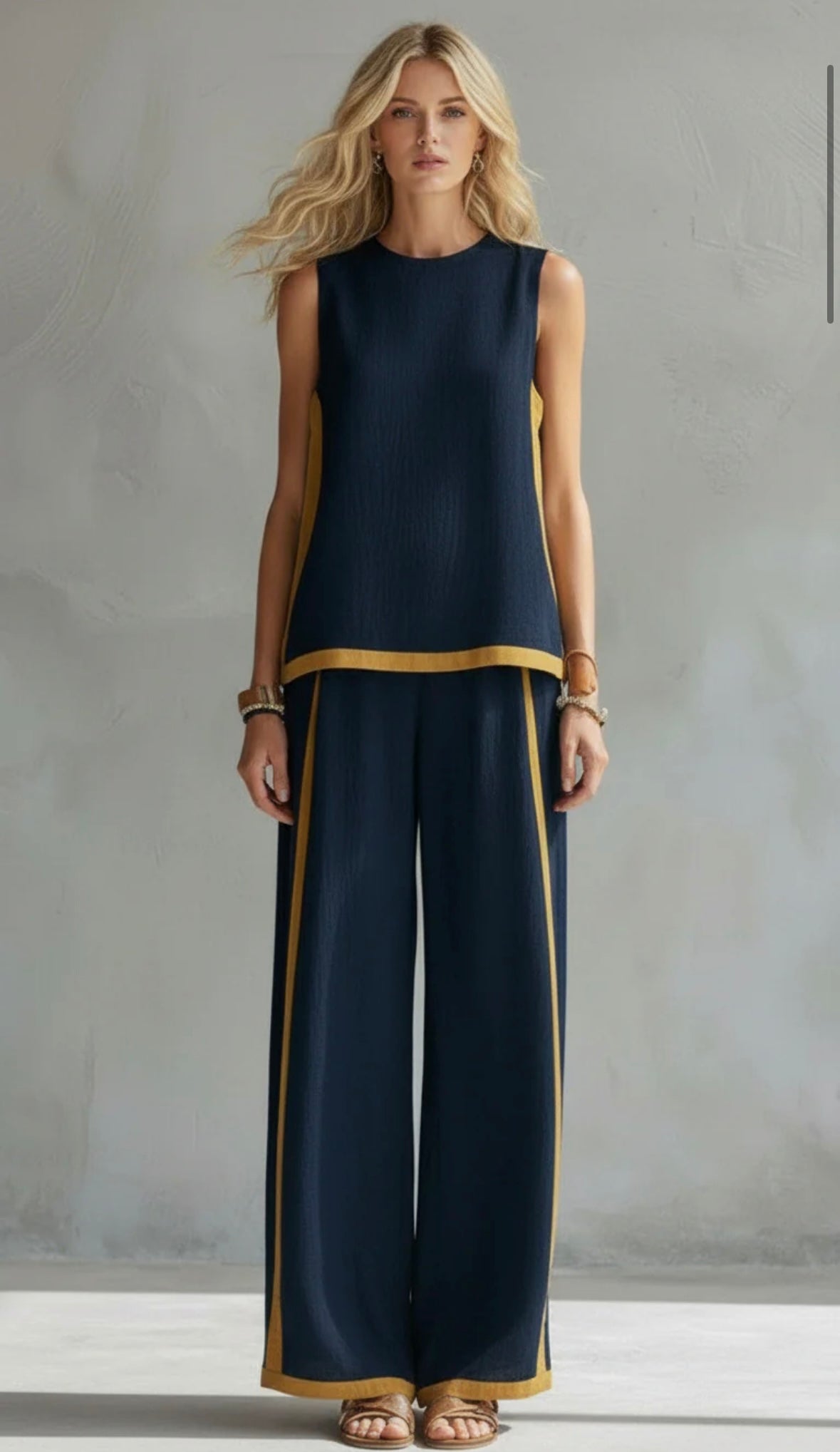 Lureyne | Dames 2-delige Set – Elegante Mouwloze Top & Wijde Pijpen Broek, Co-ord Zomeroutfit