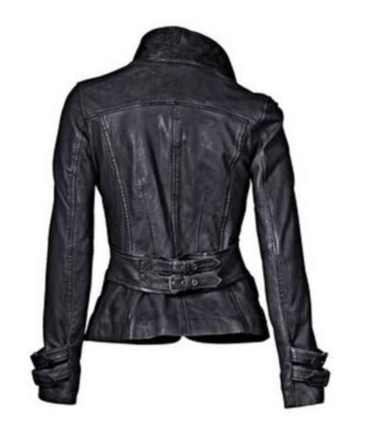 Trivana | Schwarze Lederjacke in schmaler Passform für Damen – Knopfverschluss, weiches Leder, stylische Bikerjacke