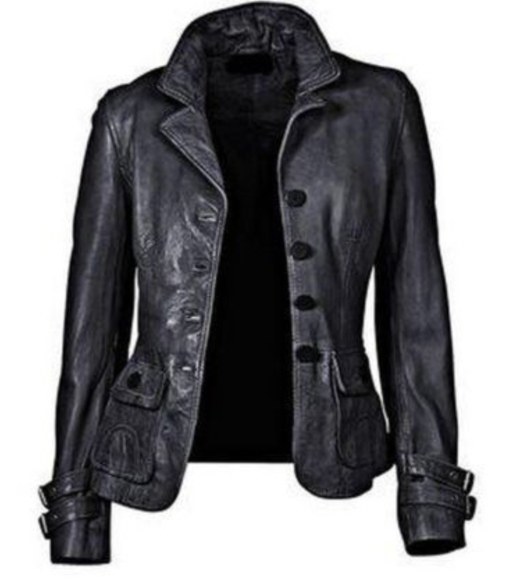 Trivana | Schwarze Lederjacke in schmaler Passform für Damen – Knopfverschluss, weiches Leder, stylische Bikerjacke