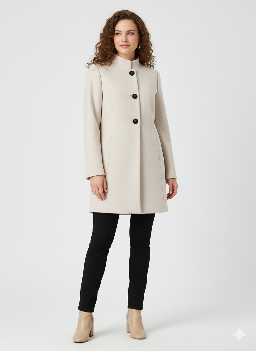 Talyra | Manteau d'hiver élégant pour femme – fermeture boutonnée classique, poches stylées et fonctionnelles