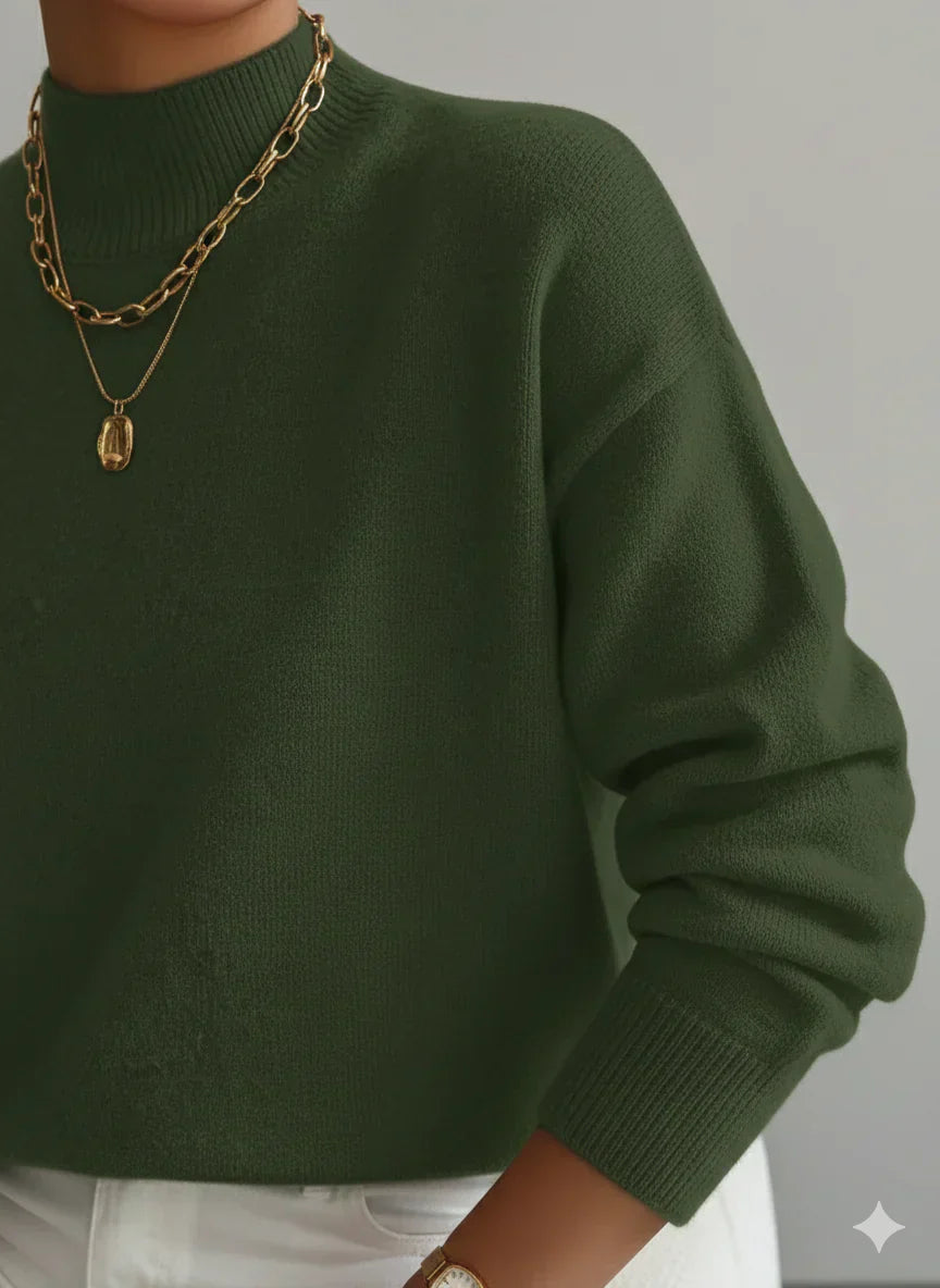 Astraea | Klassieke coltrui voor dames, casual gebreide trui met lange mouwen, warme wintertrui