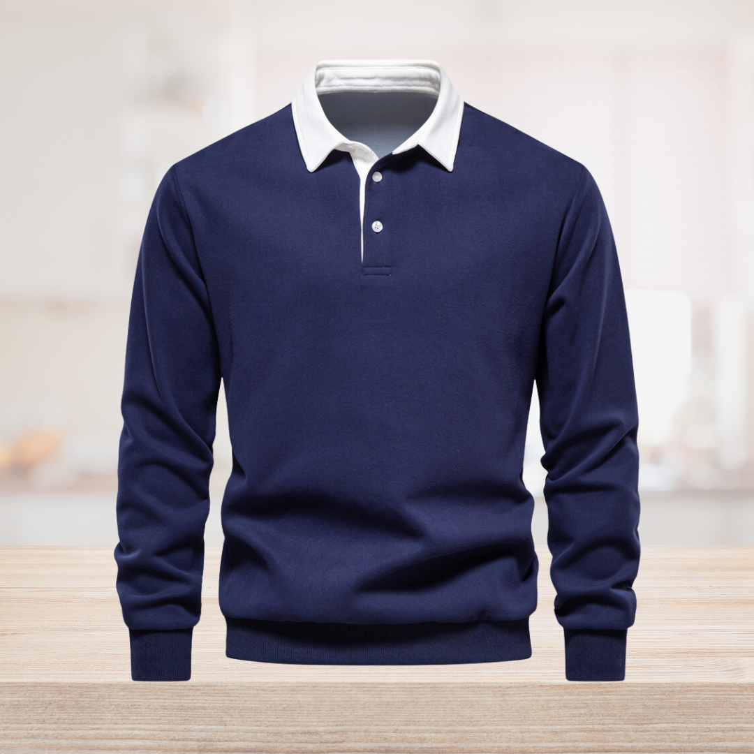 Jotham | Polo homme à manches longues – col classique, élégant et décontracté, parfait pour le travail.