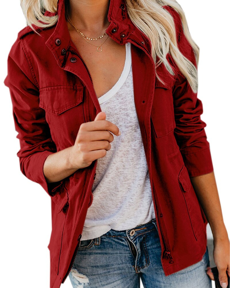 Jazara | Veste utilitaire femme à fermeture éclair multipoches, style cargo décontracté
