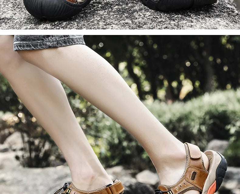 ComforTrek | Sandales en cuir pour hommes - chaussures d'été résistantes et respirantes