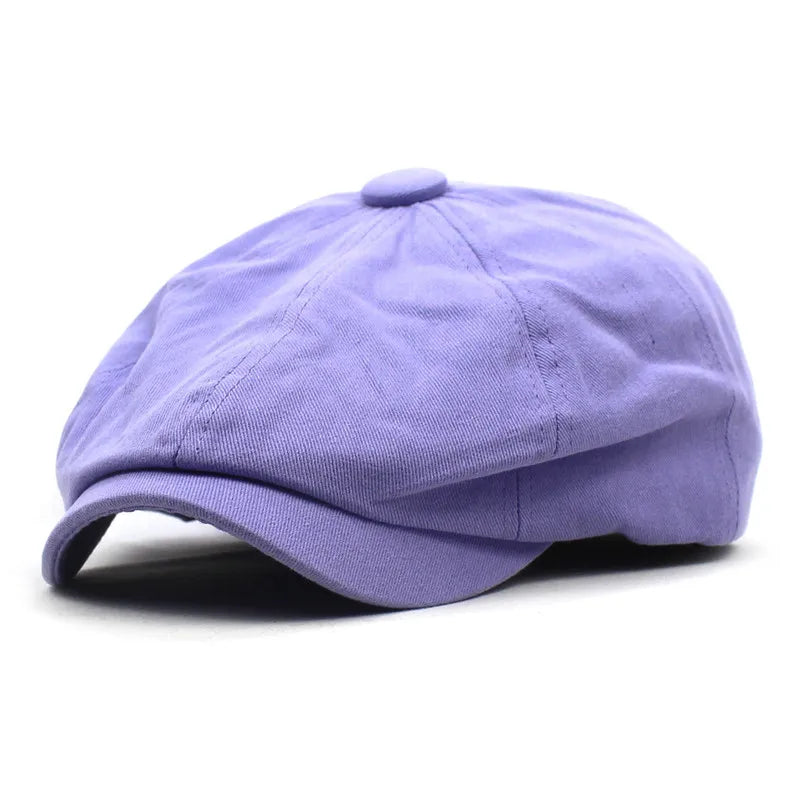Yelyne | Katoenen newsboy-pet – Klassieke platte pet, ademende vintage bakkerspet