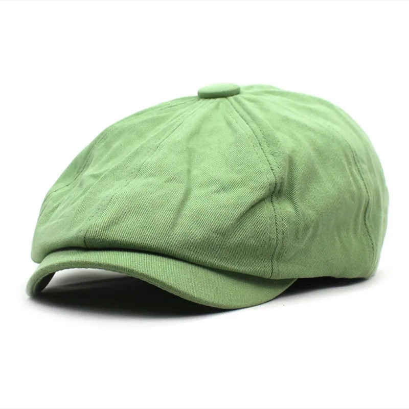 Yelyne | Katoenen newsboy-pet – Klassieke platte pet, ademende vintage bakkerspet