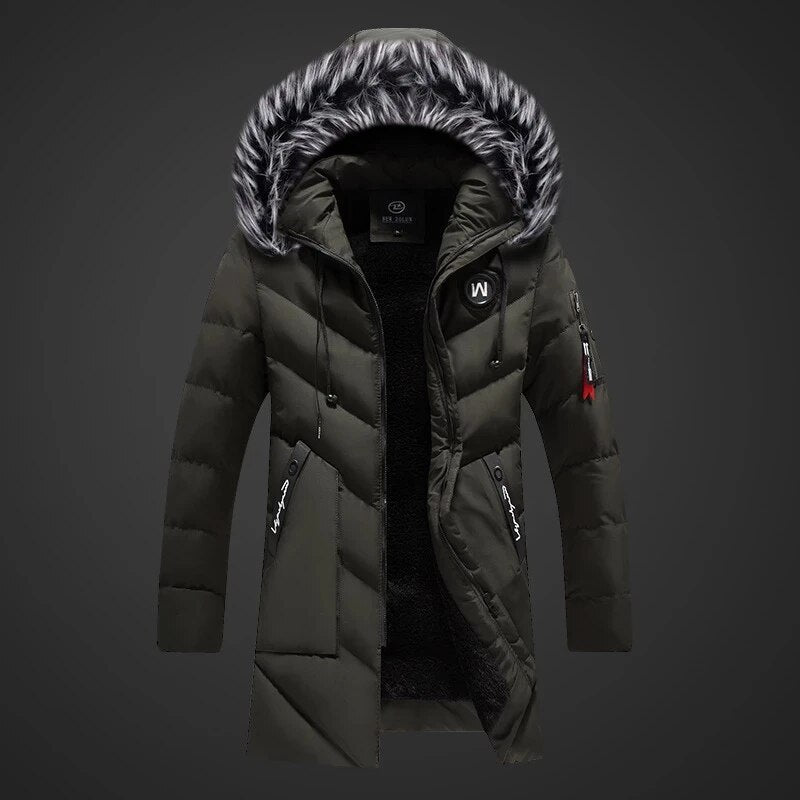 Thibault | Wattierte Herren-Winterjacke, warme Daunenjacke mit Pelzkragen, lässige Outdoor-Jacke