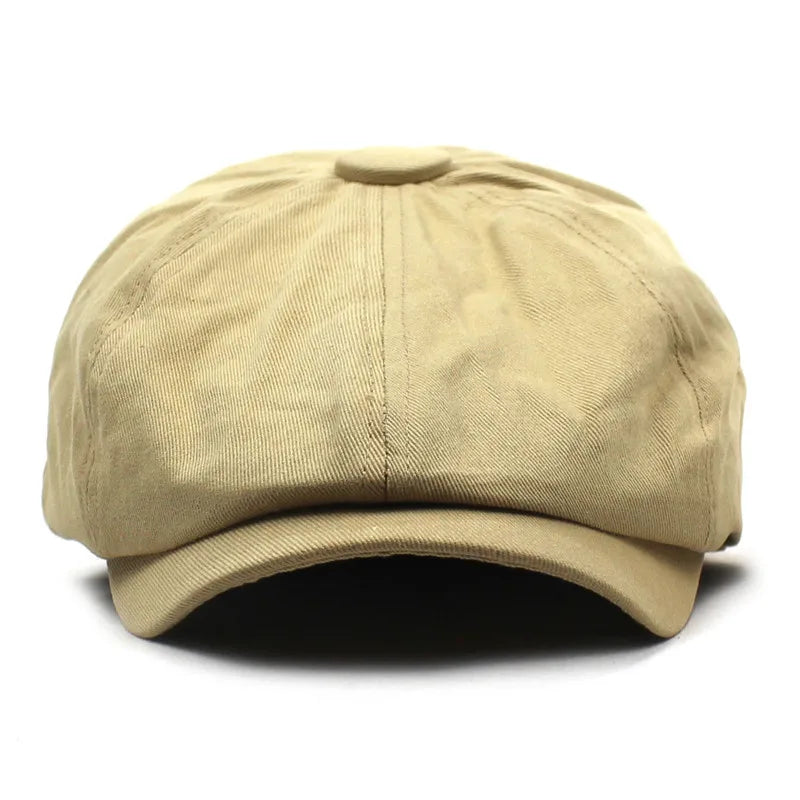 Yelyne | Katoenen newsboy-pet – Klassieke platte pet, ademende vintage bakkerspet