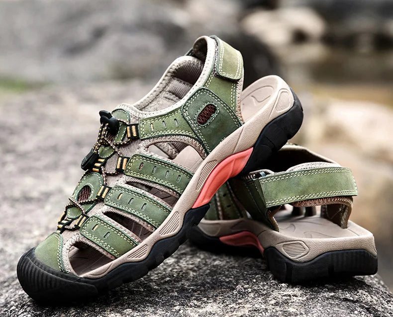 ComforTrek | Sandales en cuir pour hommes - chaussures d'été résistantes et respirantes