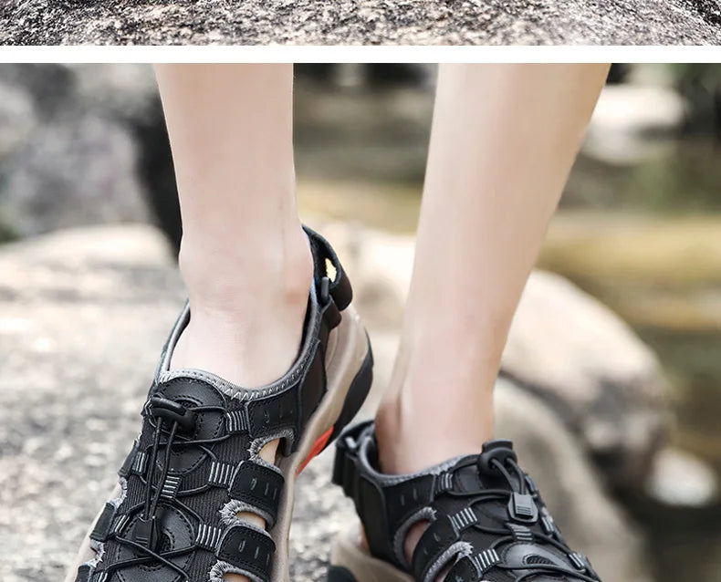 ComforTrek | Sandales en cuir pour hommes - chaussures d'été résistantes et respirantes
