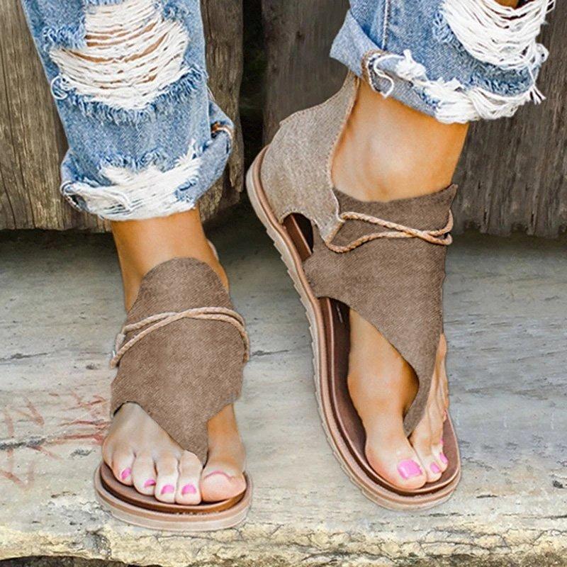 Yenia | Boho sandalen met dierenprint voor dames – platte zomerse instapsandalen