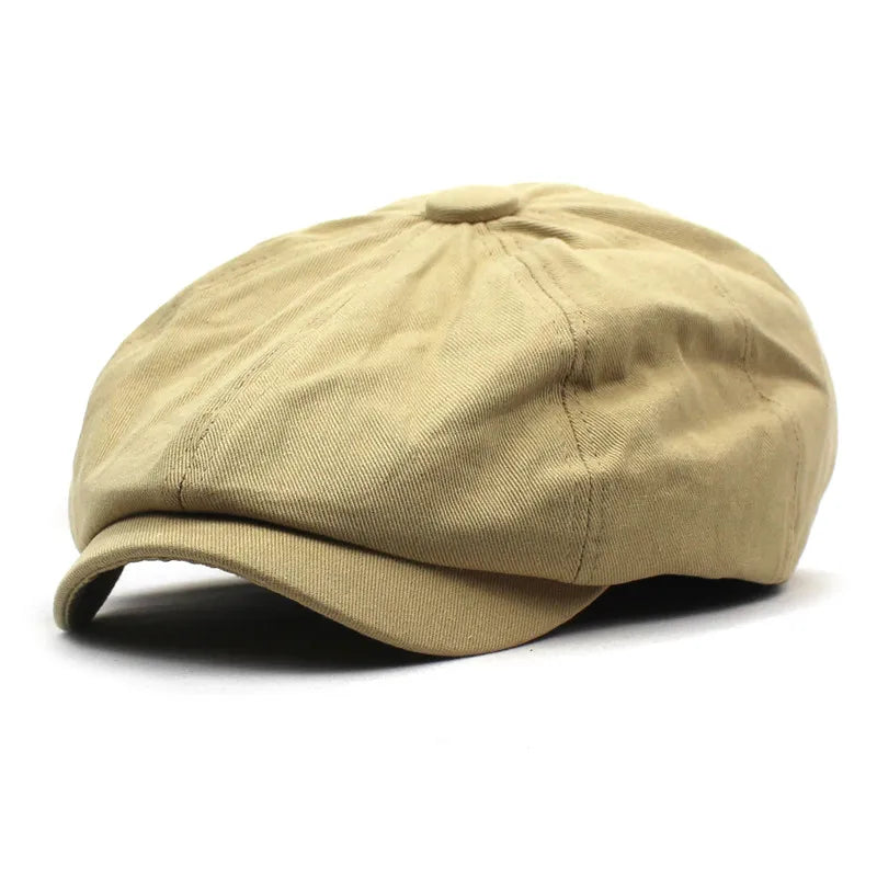 Yelyne | Katoenen newsboy-pet – Klassieke platte pet, ademende vintage bakkerspet