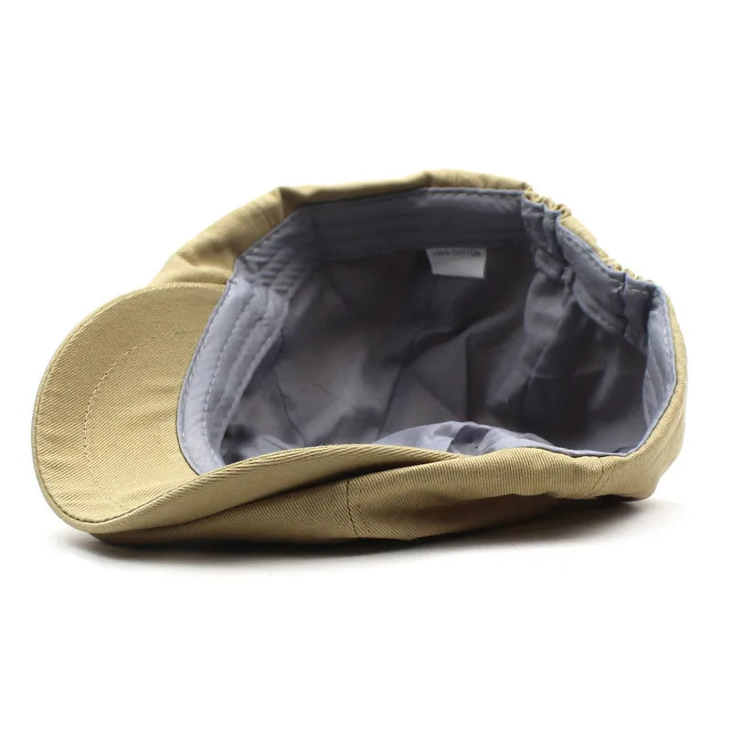 Yelyne | Katoenen newsboy-pet – Klassieke platte pet, ademende vintage bakkerspet
