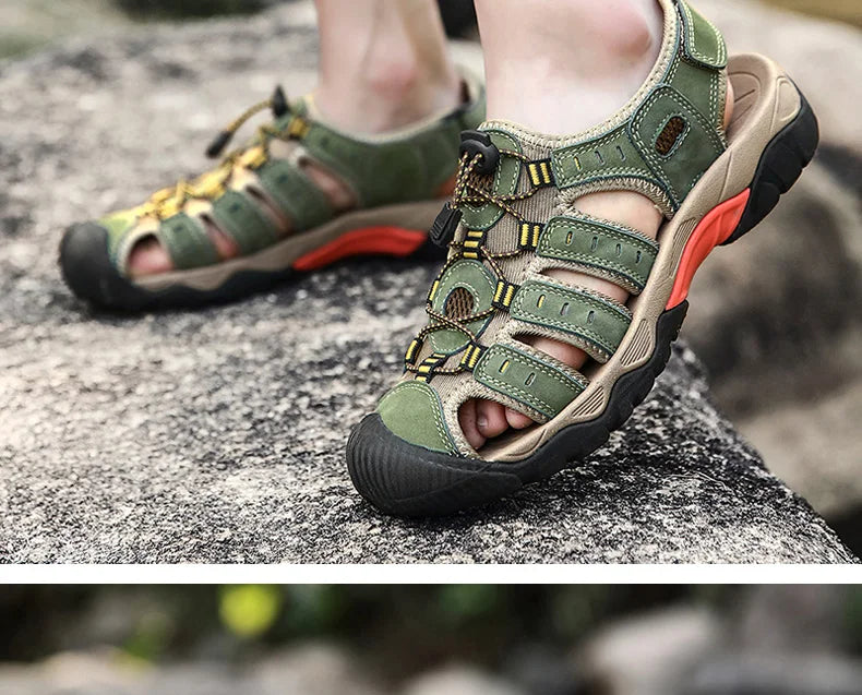 ComforTrek | Sandales en cuir pour hommes - chaussures d'été résistantes et respirantes