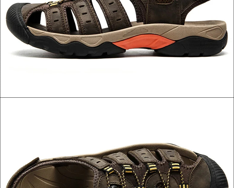 ComforTrek | Sandales en cuir pour hommes - chaussures d'été résistantes et respirantes