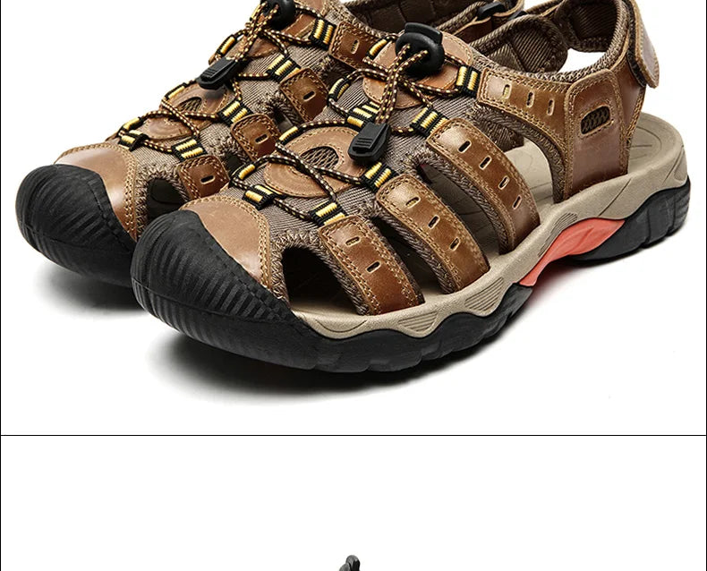 ComforTrek | Sandales en cuir pour hommes - chaussures d'été résistantes et respirantes