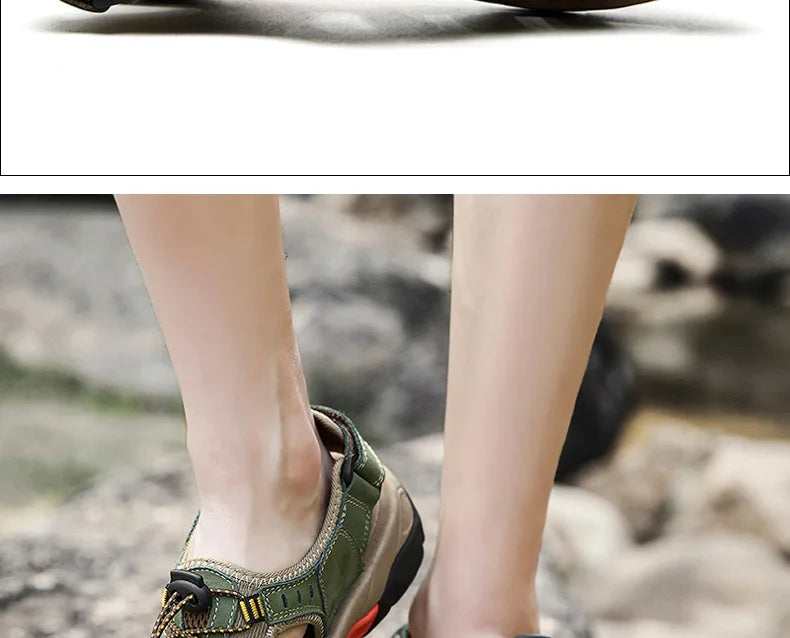 ComforTrek | Sandales en cuir pour hommes - chaussures d'été résistantes et respirantes