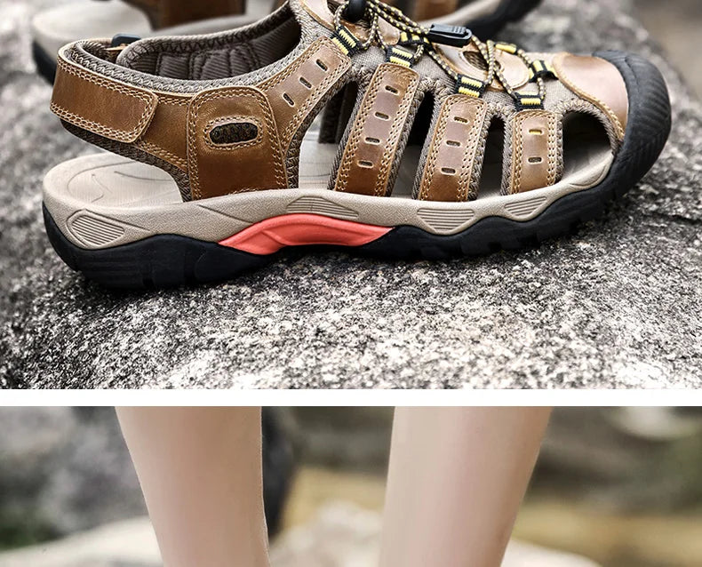 ComforTrek | Sandales en cuir pour hommes - chaussures d'été résistantes et respirantes