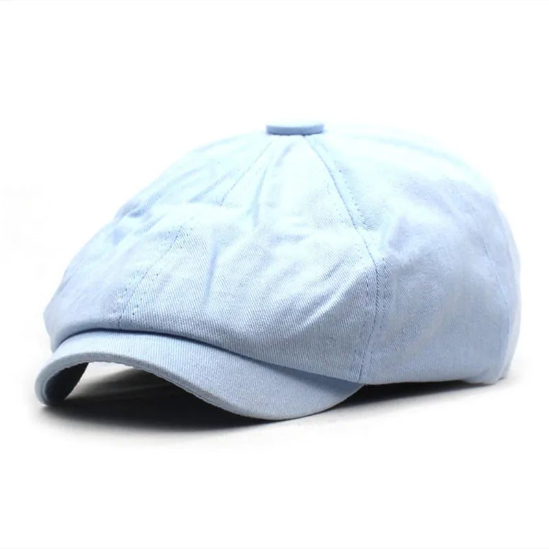 Yelyne | Katoenen newsboy-pet – Klassieke platte pet, ademende vintage bakkerspet