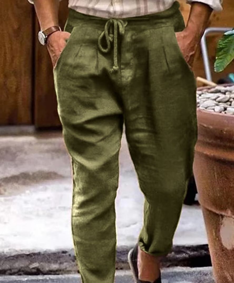 Kelver | Linnen herenbroek - Relaxed Fit, ademende zomerbroek, lichtgewicht, casual, stijlvol
