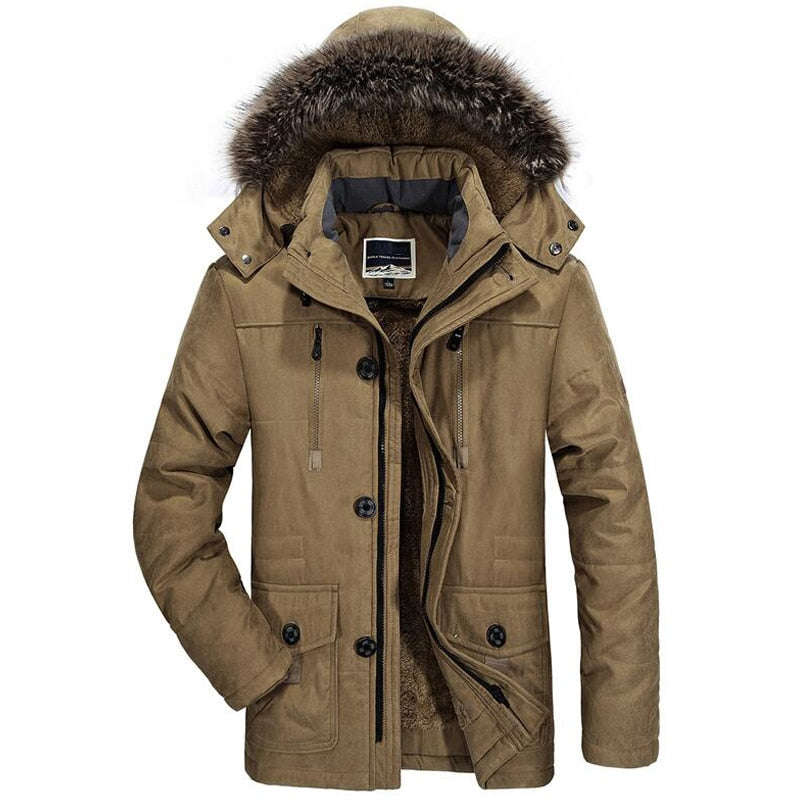 Emerion | Warme Winterjacke für Herren mit Pelzkragen – dick gefütterte Jacke für kaltes Wetter, lässige Outdoor-Jacke