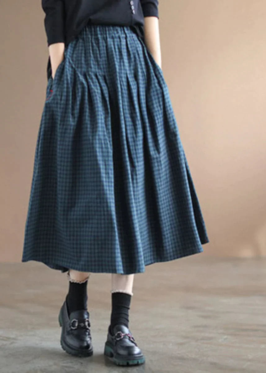 Camila | Geruite midi-rok voor dames – A-lijn rok met elastische tailleband en losvallende pasvorm