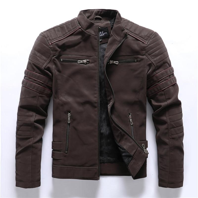 Petter | Herren-Motorradjacke, Motorradjacke aus PU-Leder mit Reißverschlusstaschen, lässige Oberbekleidung