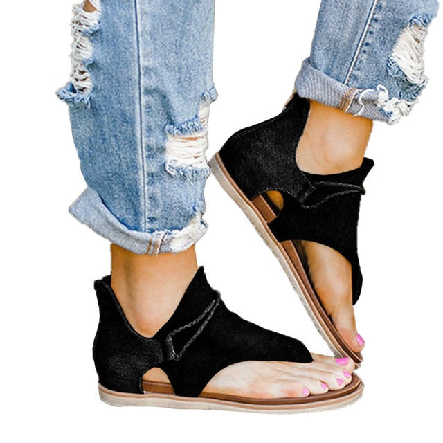 Yenia | Boho sandalen met dierenprint voor dames – platte zomerse instapsandalen