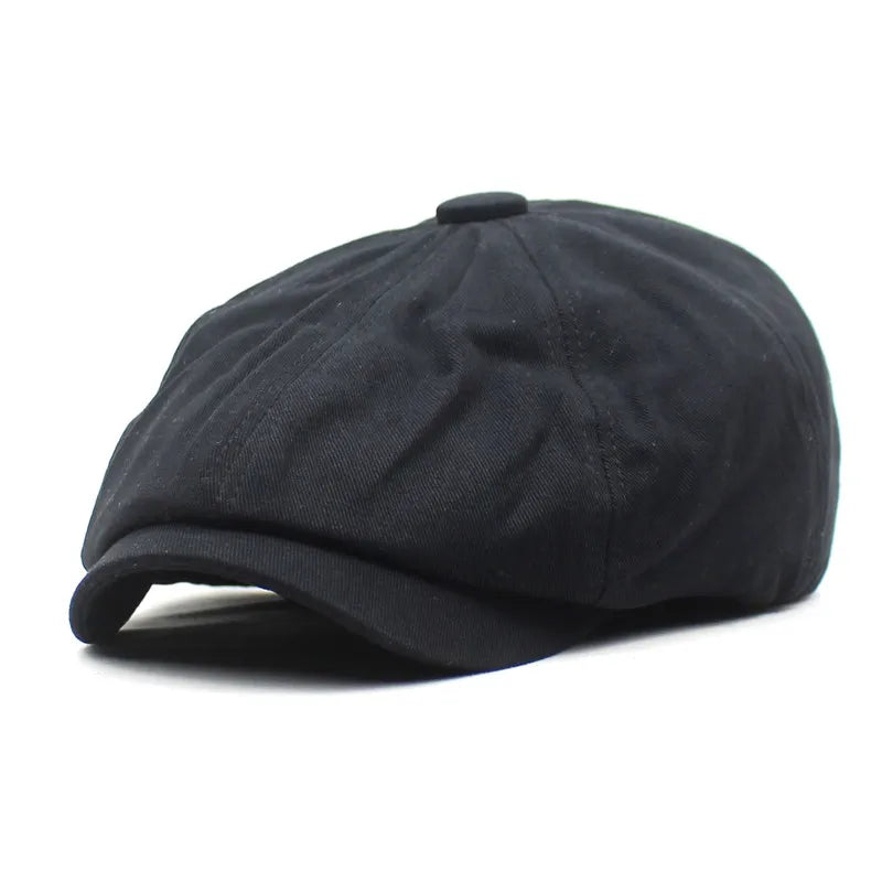 Yelyne | Katoenen newsboy-pet – Klassieke platte pet, ademende vintage bakkerspet