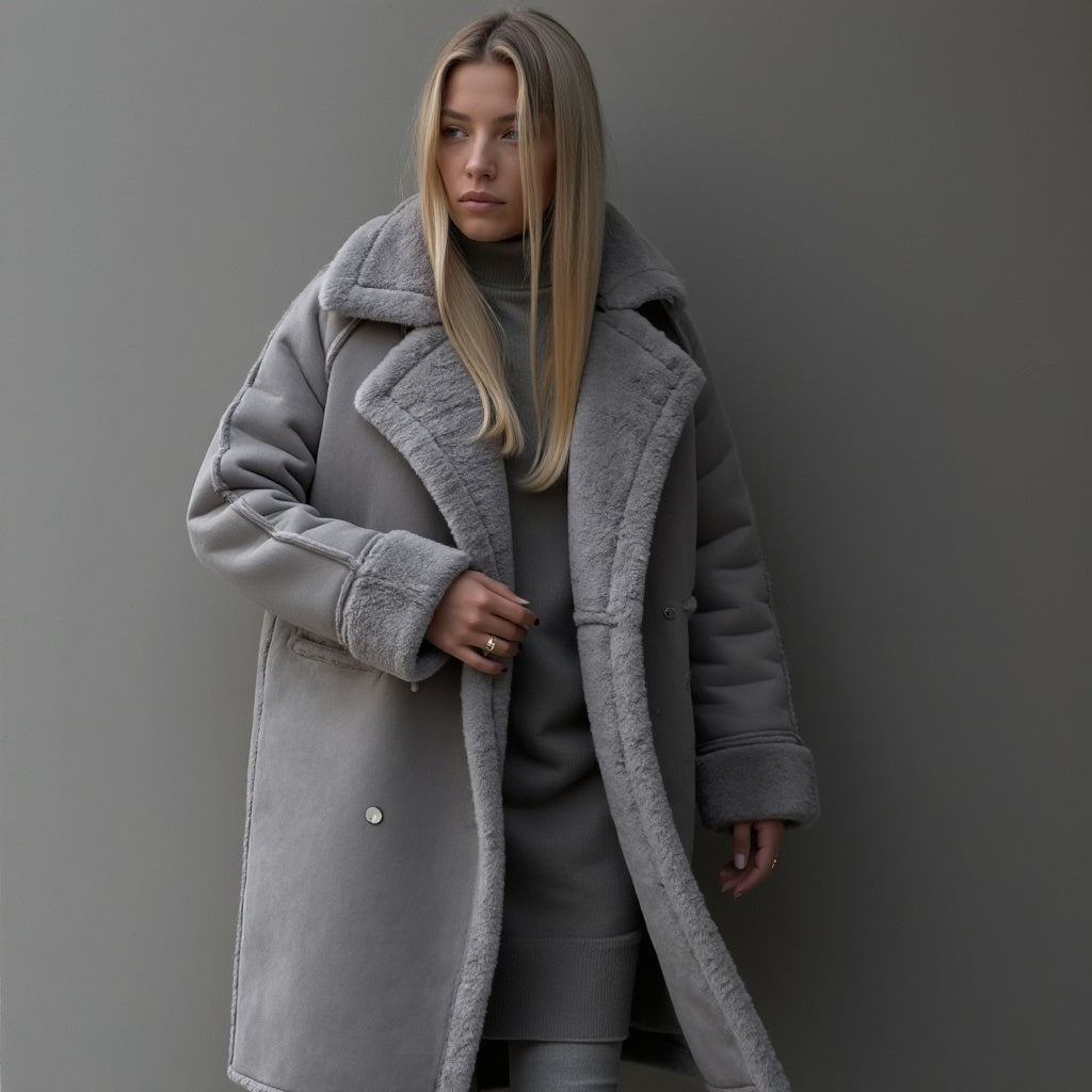 Isilith | Damen-Winterjacke aus Wildleder mit Fleecefutter – Warme, stylische Jacke für kaltes Wetter