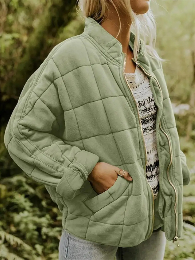 Bellara | Blouson bomber matelassé oversize en coton pour femme - veste chaude de mi-saison