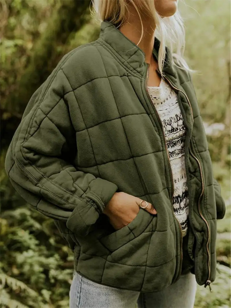 Bellara | Blouson bomber matelassé oversize en coton pour femme - veste chaude de mi-saison