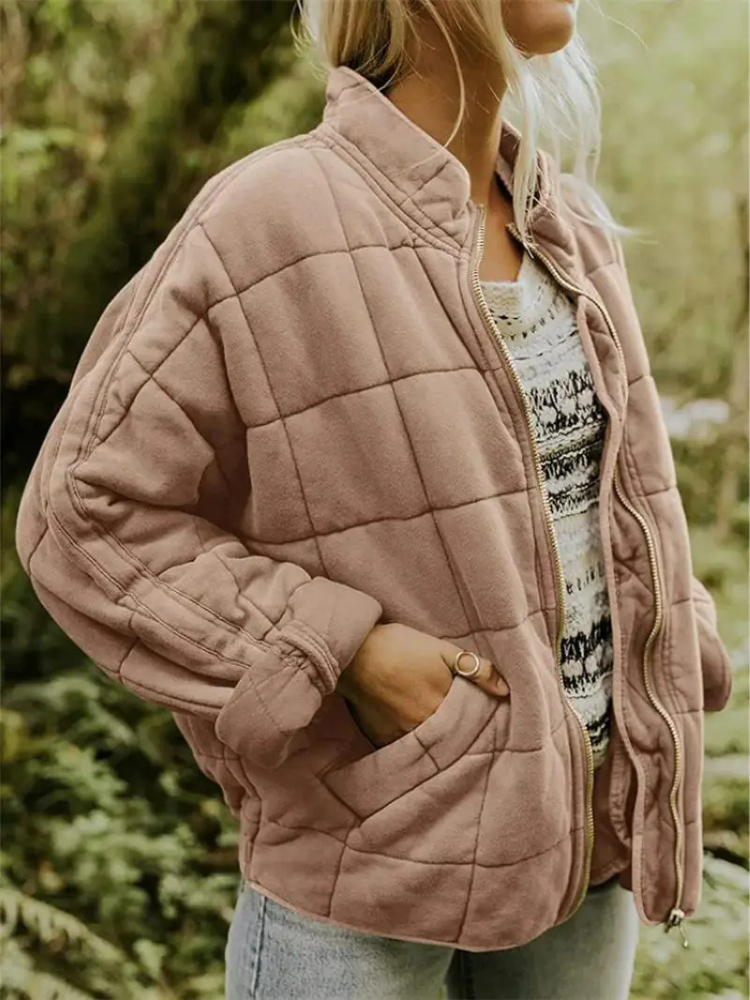 Bellara | Blouson bomber matelassé oversize en coton pour femme - veste chaude de mi-saison