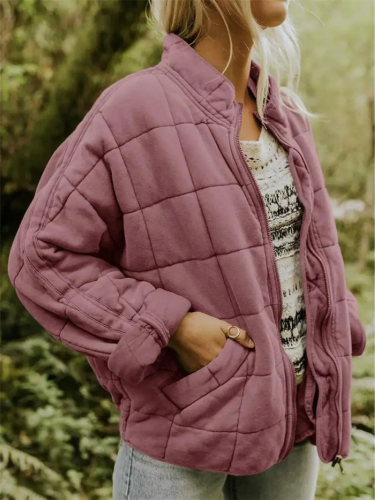 Bellara | Blouson bomber matelassé oversize en coton pour femme - veste chaude de mi-saison