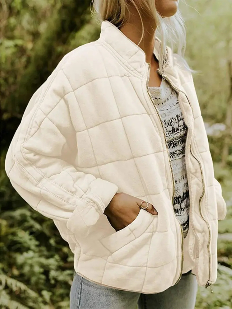 Bellara | Blouson bomber matelassé oversize en coton pour femme - veste chaude de mi-saison