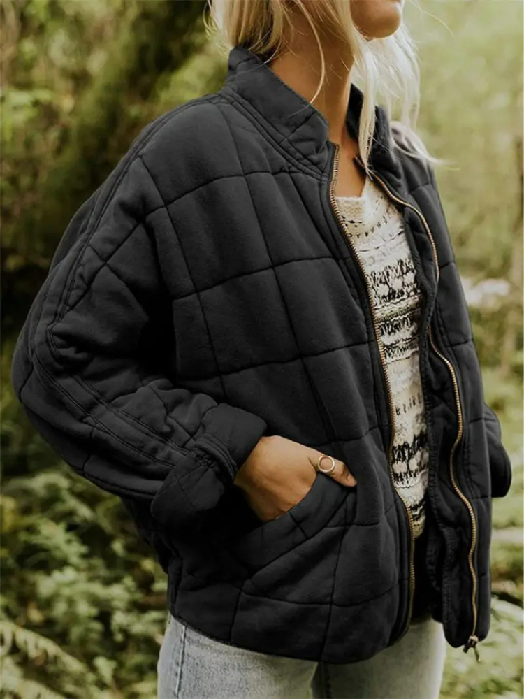 Bellara | Blouson bomber matelassé oversize en coton pour femme - veste chaude de mi-saison