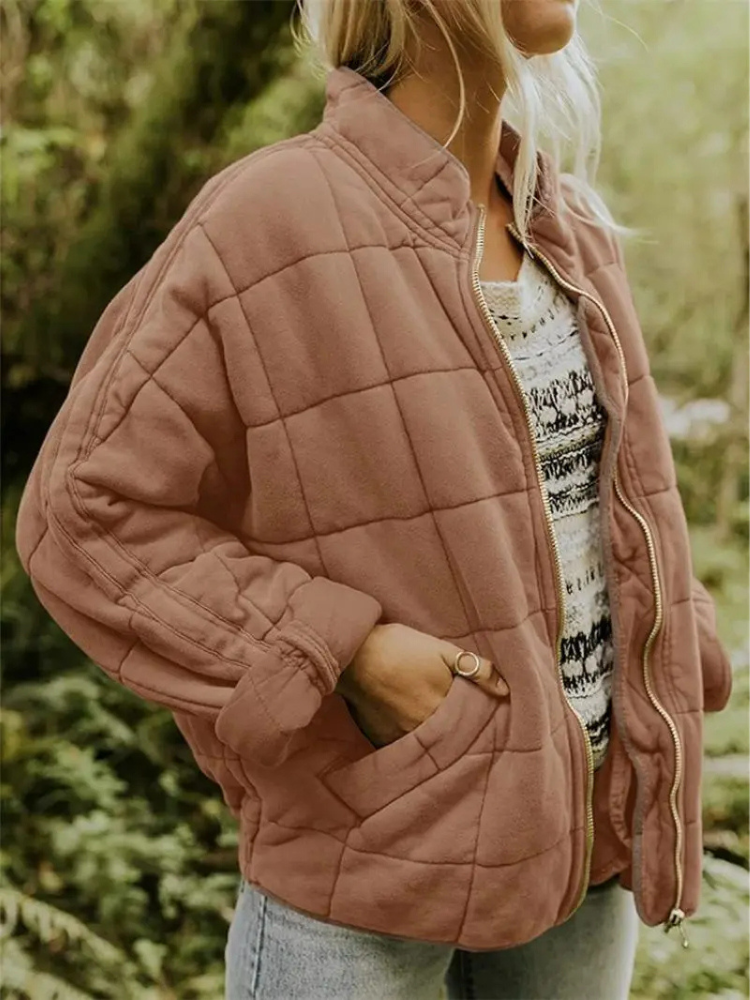 Bellara | Blouson bomber matelassé oversize en coton pour femme - veste chaude de mi-saison