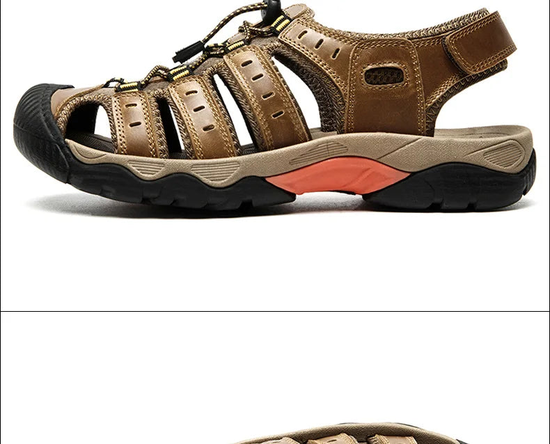 ComforTrek | Sandales en cuir pour hommes - chaussures d'été résistantes et respirantes