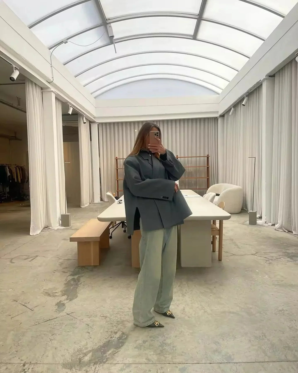 Prescilla | Blazer femme - Coupe décontractée, longueur longue, capuche crantée, style streetwear élégant
