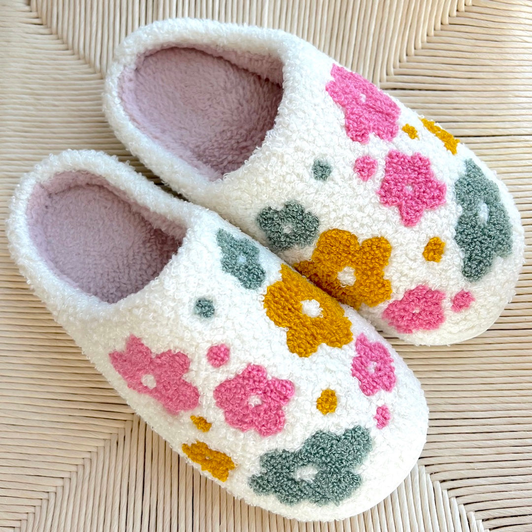 Orletta | Pantoufles fleuries pour femmes – Chaussures d'intérieur douillettes, douces et confortables