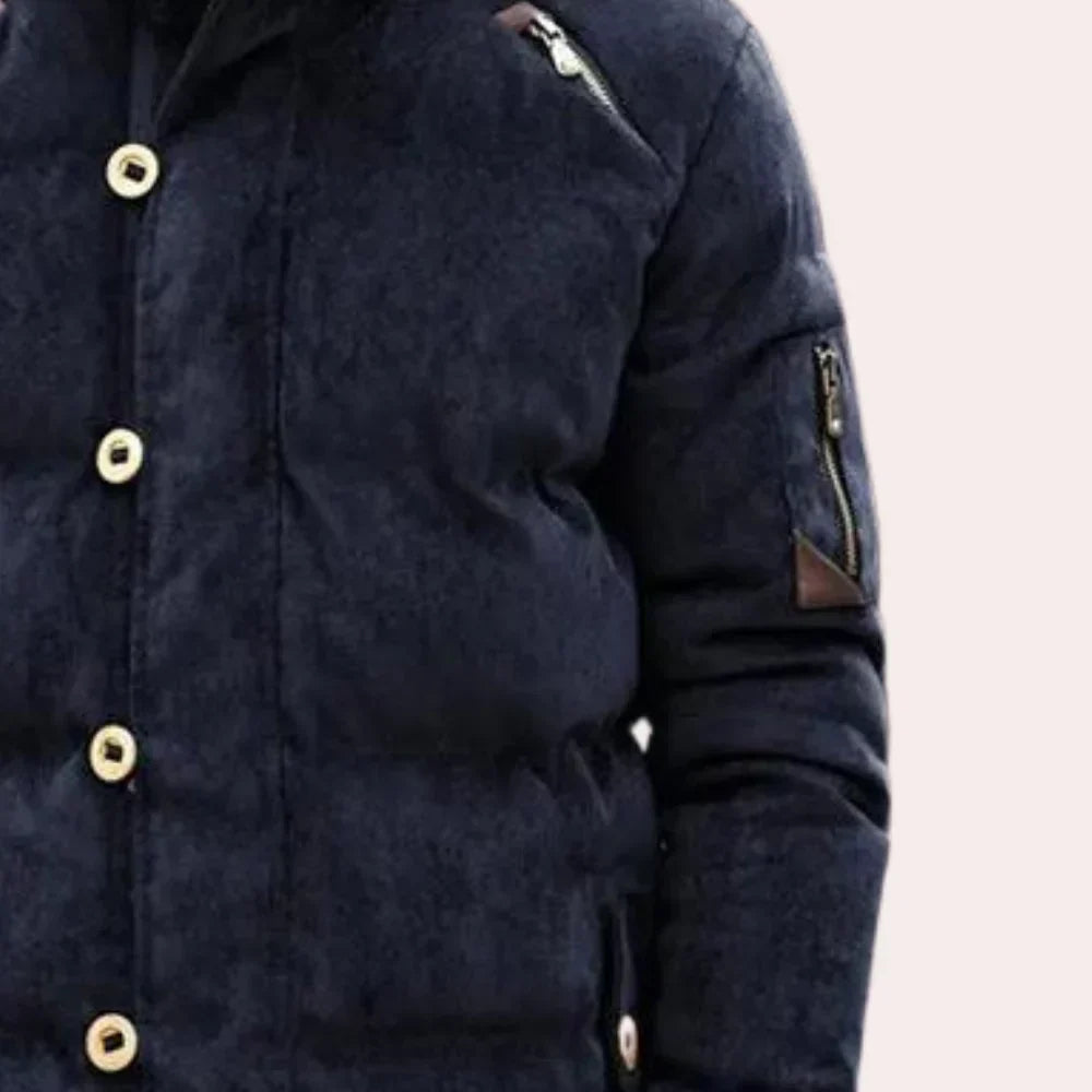 Hadron | Parka épaisse et matelassée pour homme avec capuche - veste d'hiver chaude aspect daim, isolée
