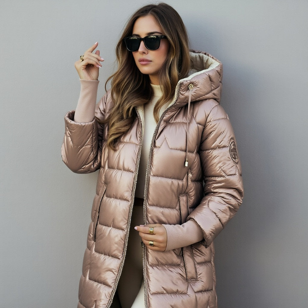 Berit | Manteau d'hiver long à capuche – Parka longue chaude et isolée avec capuche et fermeture éclair