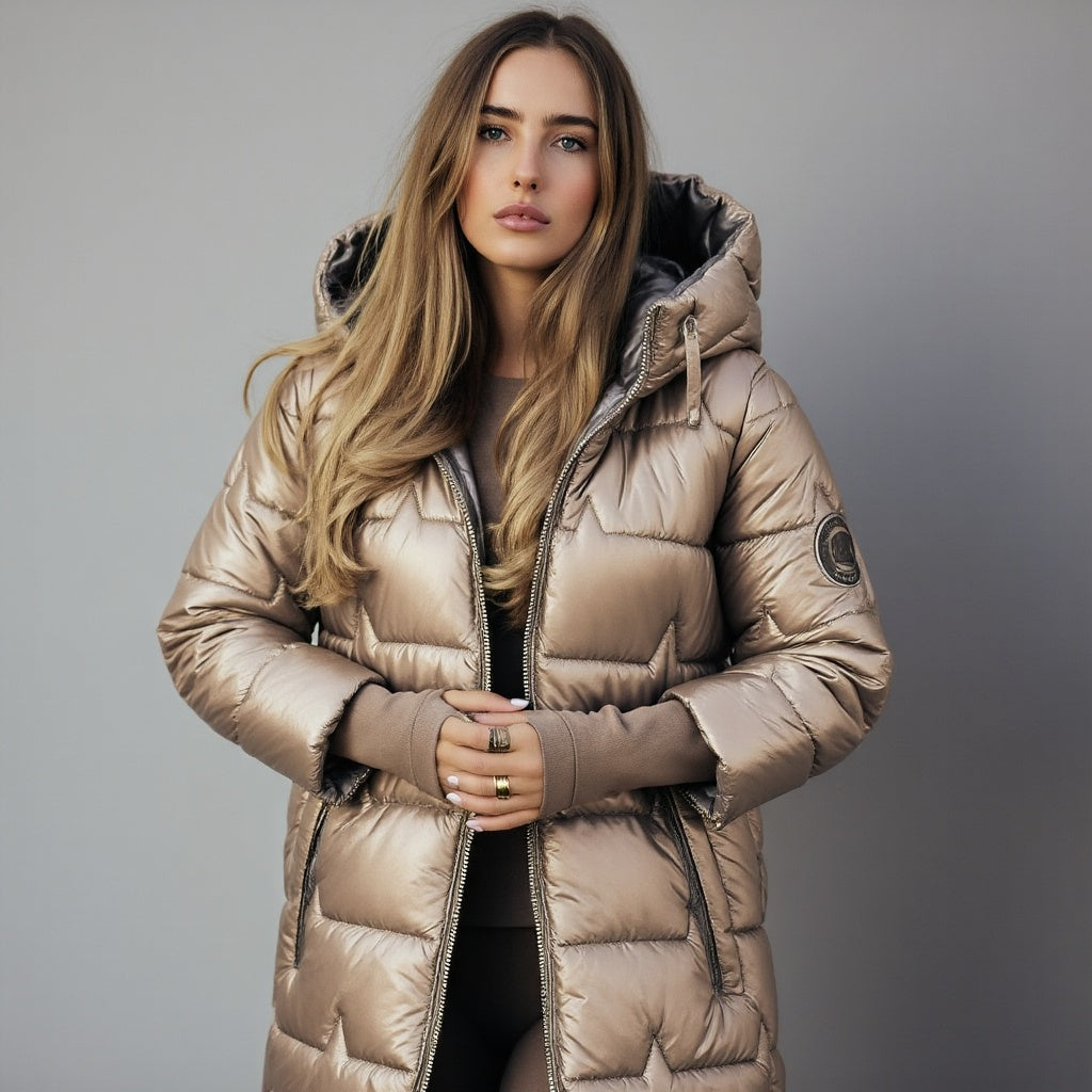 Berit | Manteau d'hiver long à capuche – Parka longue chaude et isolée avec capuche et fermeture éclair