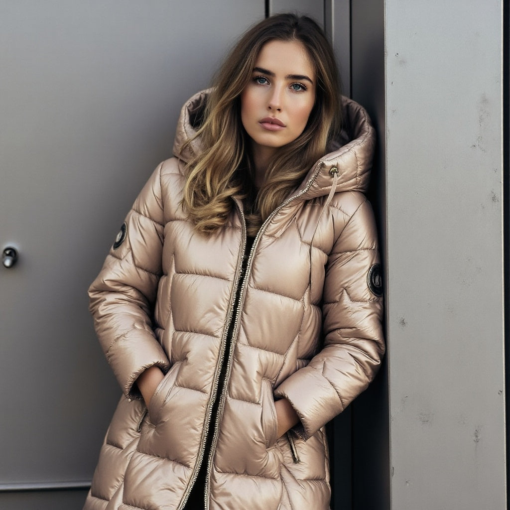 Berit | Manteau d'hiver long à capuche – Parka longue chaude et isolée avec capuche et fermeture éclair