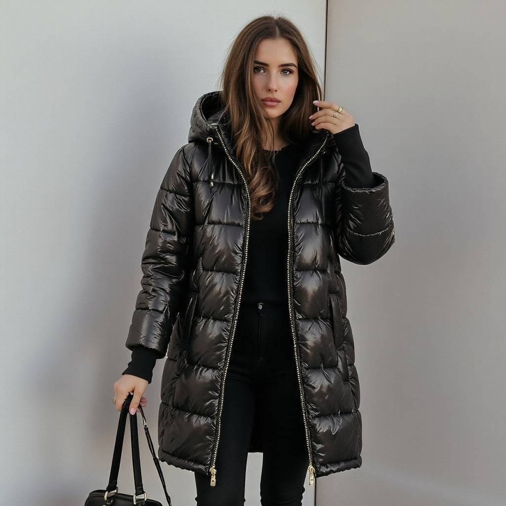 Berit | Manteau d'hiver long à capuche – Parka longue chaude et isolée avec capuche et fermeture éclair