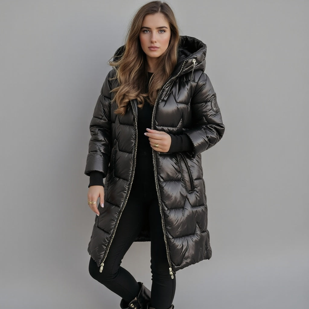 Berit | Manteau d'hiver long à capuche – Parka longue chaude et isolée avec capuche et fermeture éclair